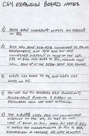C64 Exp. Board Notes